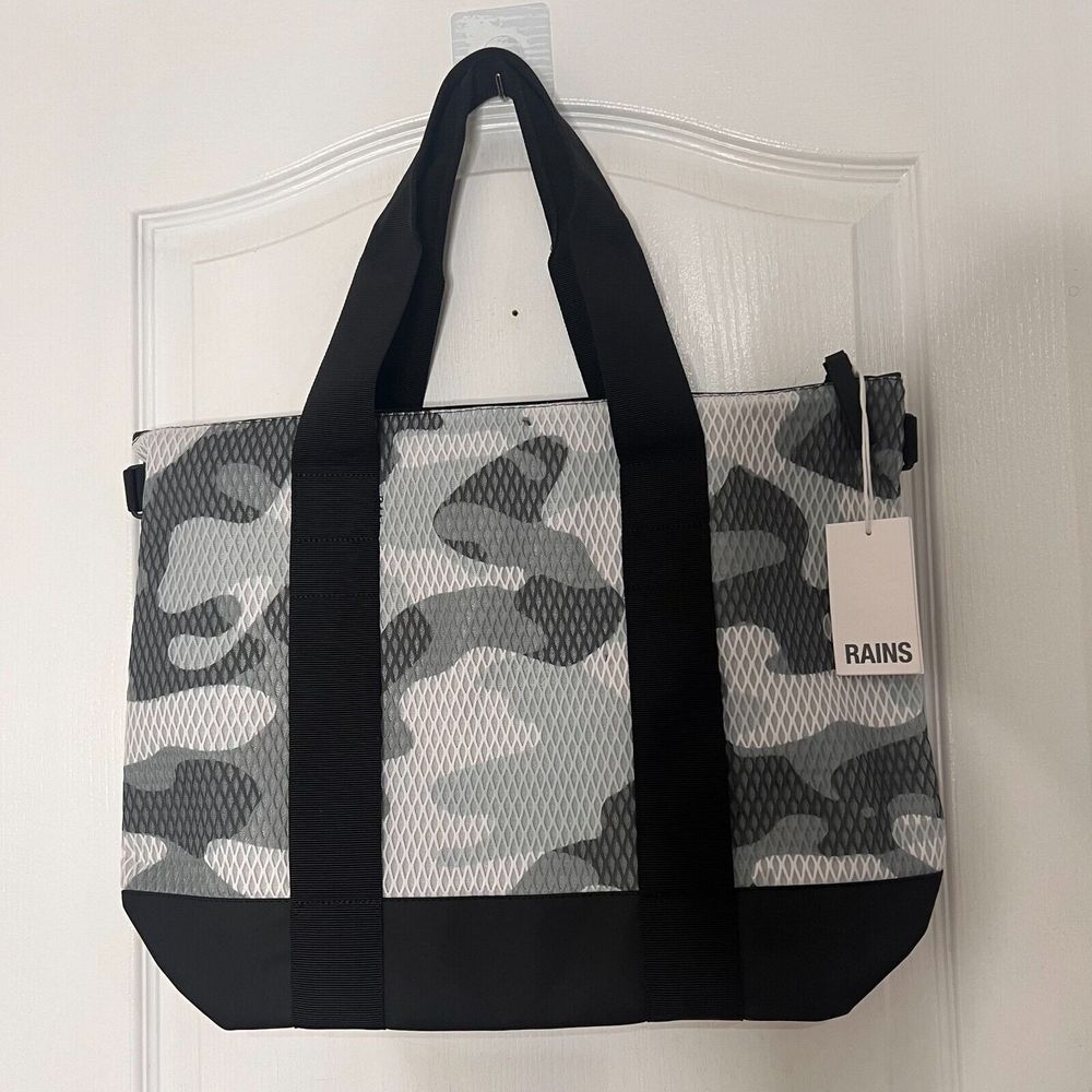 RAINS Tote‎ Bag Mesh Mini W3 Camo Grey White Black 14170 New With Tags